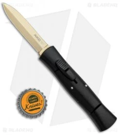 AKC 007 Concord Dagger OTF Automatic Knife Black (2.75" Gold) -Blade HQ Knife Shop AKC 007 Concord Dagger OTF Auto Black Gold BP 28946 jr bottlecap