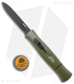 AKC 007 Concord NATO Military OTF Automatic Knife OD Green (3.25" Black Flat) -Blade HQ Knife Shop AKC 007 Concord NATO Military OTF Auto Green Black Flat BHQ 138956 jr bottlecap