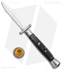 AKC Swinguard 10" Auto Italian Bayonet Stiletto Sim Dark Horn (4.25" Satin) -Blade HQ Knife Shop AKC 10in Italian Swinguard Sim Horn Auto Bayo BHQ 138553 jr bottlecap