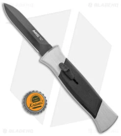 AKC 777 Blackfinger Dagger OTF Automatic Knife Brushed (3.4" Black) -Blade HQ Knife Shop AKC 777 Blackfinger Dagger OTF Auto Brushed Black BHQ 138853 jr bottlecap