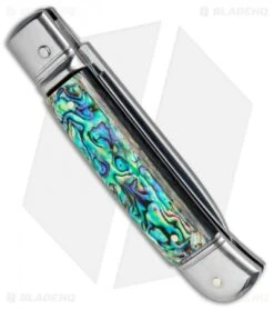 AKC Classic 8" Lever Lock Automatic Italian Knife Abalone (3.2" Polish Flat) 4 AKC Classic 8" Lever Lock Automatic Italian Knife Abalone (3.2" Polish Flat) -Blade HQ Knife Shop AKC 8in LL Italian Auto Abalone Polish Flat BHQ 82042 jr side