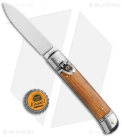 AKC 8" Lever Lock Italian Auto Olive Wood (3.2" Polish Flat) -Blade HQ Knife Shop AKC 8in LL Italian Auto Olive Wood Polish Flat BHQ 104108 jr bottlecap