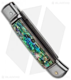 AKC Classic 8" Lever Lock Automatic Italian Knife Abalone (3.2" Damascus) -Blade HQ Knife Shop AKC Classic 8in LL Abalone Damascus Flat BP 30459 jr side