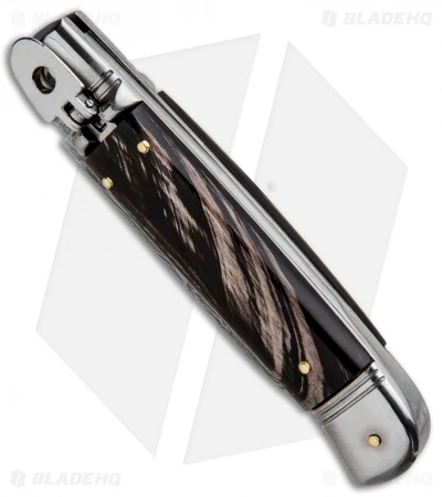 AKC Classic 8" Lever Lock Automatic Italian Knife Dark Horn (3.2" Damascus) AKC Classic 8" Lever Lock Automatic Italian Knife Dark Horn (3.2" Damascus) -Blade HQ Knife Shop AKC Classic 8in LL Dark Horn Damascus Flat BP 30457 jr spine