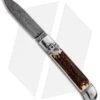 AKC Classic 8" Lever Lock Automatic Italian Knife Stag (3.2" Damascus) -Blade HQ Knife Shop AKC Classic 8in LL Stag Horn Damascus Flat BP 30458 jr