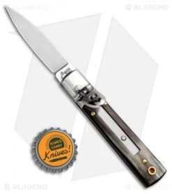 AKC Classic 6" Lever Lock Automatic Italian Knife Brazilian Horn (2.25" Satin) -Blade HQ Knife Shop AKC Classic Leverlock Brazilian Horn BHQ 50889 ns bottlecap