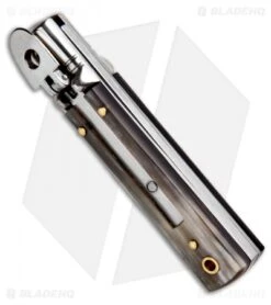 AKC Classic 6" Lever Lock Automatic Italian Knife Brazilian Horn (2.25" Satin) -Blade HQ Knife Shop AKC Classic Leverlock Brazilian Horn BHQ 50889 ns spine
