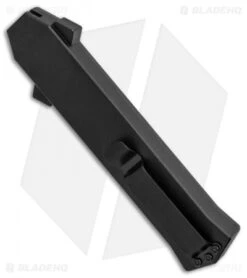 AKC F-16 D/A OTF Automatic Knife Black Aluminum (3.3" Satin) -Blade HQ Knife Shop AKC F 16 Black DA Dagger Satin Plain GX 30994 er side