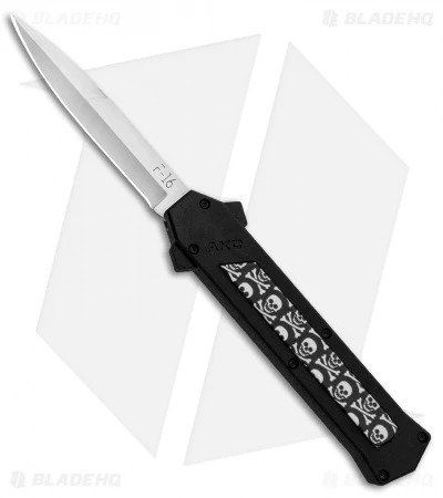 AKC F-16 D/A Bayonet OTF Automatic Knife Skulls (3.3" Satin) AKC F-16 D/A Bayonet OTF Automatic Knife Skulls (3.3" Satin) -Blade HQ Knife Shop AKC F 16 DA Bayo OTF Auto Skulls Satin BHQ 84593 jr