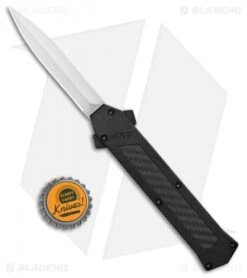 AKC F-16 D/A Dagger OTF Automatic Knife Black Carbon Fiber (3.3" Satin) -Blade HQ Knife Shop AKC F 16 DA Dagger OTF Auto Black CF Satin BHQ 102235 jr bottlecap