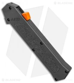 AKC F-16 D/A Dagger OTF Automatic Knife Black W/ Orange Button (3.3" Satin) -Blade HQ Knife Shop AKC F 16 DA Dagger OTF Auto Black Orange Button Satin BHQ 98892 jr spine
