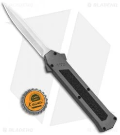 AKC F-16 D/A Dagger OTF Automatic Knife Gray (3.3" Satin) -Blade HQ Knife Shop AKC F 16 DA Dagger OTF Auto Gray Satin BHQ 92691 jr bottlecap