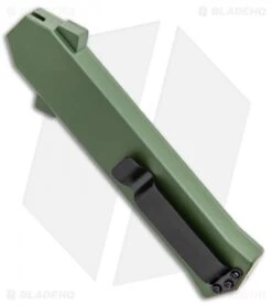 AKC F-16 D/A Dagger OTF Automatic Knife OD Green (3.3" Satin) -Blade HQ Knife Shop AKC F 16 DA Dagger OTF Auto OD Green Satin BHQ 95347 jr side