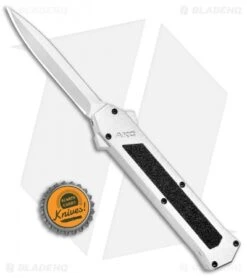 AKC F-16 D/A Dagger OTF Automatic Knife White (3.3" Satin) -Blade HQ Knife Shop AKC F 16 DA Dagger OTF White Satin BHQ 94221 jr bottlecap