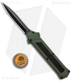 AKC F-16 D/A Dagger OTF Automatic Knife Green (3.3" Black) -Blade HQ Knife Shop AKC F 16 Green DA OTF Auto Dagger Black Plain GX 33106 jr bottlecap 2
