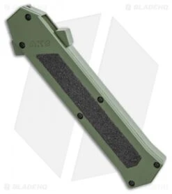 AKC F-16 D/A Bayonet OTF Automatic Knife OD Green Aluminum (3.3" Two Tone) -Blade HQ Knife Shop AKC F 16 OD Green D A OTF Automatic Knife Bayo Two TonePlain GX 35588 LS Spine