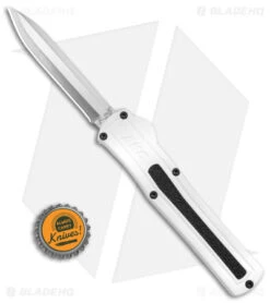 AKC F-20 D/A Spear Point OTF Automatic Knife White Aluminum (3.6" Satin) -Blade HQ Knife Shop AKC F 20 D A Spear Point OTF AK White Aluminium 3in Satin BHQ 158200 td size