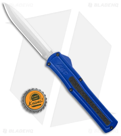 AKC F-20 D/A Spear Point OTF Automatic Knife Blue Aluminum (3.6" Satin) AKC F-20 D/A Spear Point OTF Automatic Knife Blue Aluminum (3.6" Satin) -Blade HQ Knife Shop AKC F 20 DA Dagger OTF Auto Blue Satin BHQ 140833 jr bottlecap