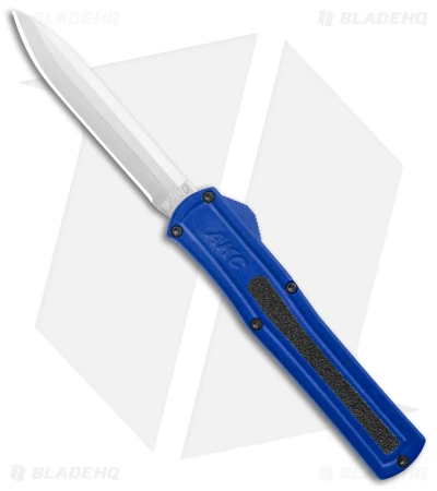 AKC F-20 D/A Spear Point OTF Automatic Knife Blue Aluminum (3.6" Satin) AKC F-20 D/A Spear Point OTF Automatic Knife Blue Aluminum (3.6" Satin) -Blade HQ Knife Shop AKC F 20 DA Dagger OTF Auto Blue Satin BHQ 140833 jr