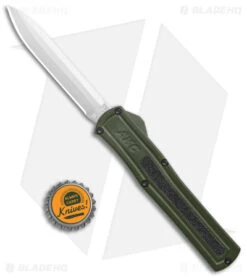 AKC F-20 D/A OTF Automatic Knife OD Green Aluminum (3.6" Satin) -Blade HQ Knife Shop AKC F 20 DA Dagger OTF Auto OD Green Satin BHQ 140493 jr bottlecap