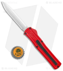 AKC F-20 D/A Dagger OTF Automatic Knife Red Aluminum (3.6" Satin) -Blade HQ Knife Shop AKC F 20 DA Dagger OTF Auto Red Satin BHQ 140483 jr bottlecap