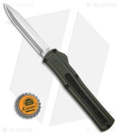 AKC F-20 D/A OTF Automatic Knife Dagger OD Green Aluminum (3.6" Satin) -Blade HQ Knife Shop AKC F20 DA OTF AK Dagger OD Green Alum 3in Satin BHQ 178613 td size