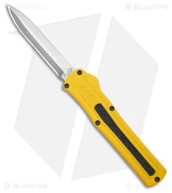 AKC F-20 D/A OTF Automatic Knife Dagger Yellow Aluminum (3.6" Satin)