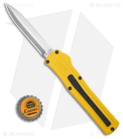 AKC F-20 D/A OTF Automatic Knife Dagger Yellow Aluminum (3.6" Satin) -Blade HQ Knife Shop AKC F20 DA OTF AK Dagger yellow Alum 3in Satin BHQ 178761 td size