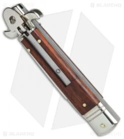 AKC Leverletto 7.75" Lever Lock Auto Italian Knife Cocobolo (3.2" Satin Flat) -Blade HQ Knife Shop AKC Leverletto 7 75in cocobolo satin flat BHQ 75617 er spine