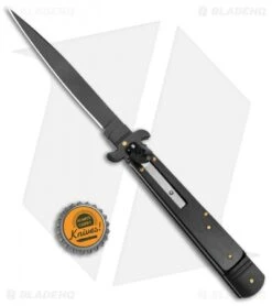 AKC Leverletto 9" Lever Lock Automatic Italian Knife Black (4" Black Flat) -Blade HQ Knife Shop AKC Leverletto 9in LL Auto Italian Black Black BHQ 50877 jr bottlecap