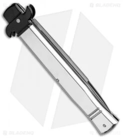 AKC Leverletto 9" Leverlock Automatic Italian Knife Polished Silver (4" Satin) -Blade HQ Knife Shop AKC Leverletto 9in LL Auto Italian Polished Silver Satin BHQ 86766 jr side