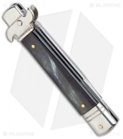 AKC Leverletto 7.75" Lever Lock Auto Italian Knife Honey Horn (3.25" Satin Bayo) -Blade HQ Knife Shop AKC Leverletto LL Auto Honey Horn Bayo BHQ 92872 jr side