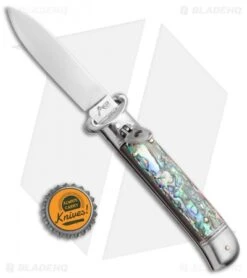 AKC Shot Puller 8" Lever Lock Italian Auto Knife Abalone (3.2" Polish Flat) -Blade HQ Knife Shop AKC Shot Puller 8in LL Italian Abalone BHQ 68879 jr bottlecap