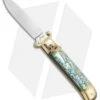 AKC Shot Puller 8" Lever Lock Italian Auto Abalone W/ Brass (3.2" Polish Flat) -Blade HQ Knife Shop AKC Shot Puller 8in LL Italian Abalone Brass BHQ 68877 jr