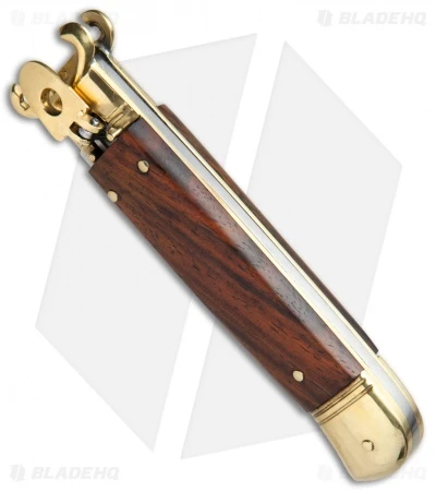 AKC Shot Puller 8" Lever Lock Italian Auto Cocobolo w/ Brass (3.2" Polish Flat) AKC Shot Puller 8" Lever Lock Italian Auto Cocobolo W/ Brass (3.2" Polish Flat) -Blade HQ Knife Shop AKC Shot Puller 8in LL Italian Cocobolo Brass BP 19867 jr spine