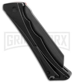 AKC Smarty Black W/Orange Bolster Automatic Knife Reverse Tanto - Black SW Plain -Blade HQ Knife Shop AKC Smarty AK Black w Orange Bolster 3in BSW BHQ 184665 td side large