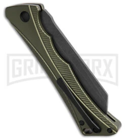 AKC Smarty Green W/Black Bolster Automatic Knife Reverse Tanto - Black SW Plain -Blade HQ Knife Shop AKC Smarty Automatic Knife Green w Black Bolster 3.3in Black Stonewash BHQ 184727 hd side large