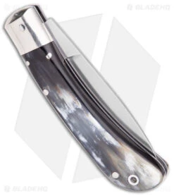AKC Speed Hunter Automatic Italian Knife Dark/Light Horn (3" Polish) -Blade HQ Knife Shop AKC Speed Hunter Auto Italian Knife Dark Horn Polish BHQ 50883 jr side