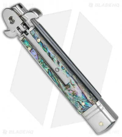 AKC Leverletto 8" Automatic Italian Stiletto Abalone (3.25" Damascus) AKC Leverletto 8" Automatic Italian Stiletto Abalone (3.25" Damascus) -Blade HQ Knife Shop AKC Swinguard 8in Italian Stiletto Abalone Damascus BHQ 77548 jr spine