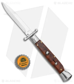 Bolster AKC 9" Automatic Italian Stiletto Snakewood (4" Satin Bayonet) -Blade HQ Knife Shop AKC Swinguard 9in Snakewood Bayo Satin GX 4273 jr bottlecap