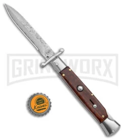 AKC Swinguard 9" Snakewood (Damascus Bayonet Blade) 5 AKC Swinguard 9" Snakewood (Damascus Bayonet Blade) -Blade HQ Knife Shop AKC Swinguard 9in Snakewood Damascus Bayo GX 4274 jr bottlecap large