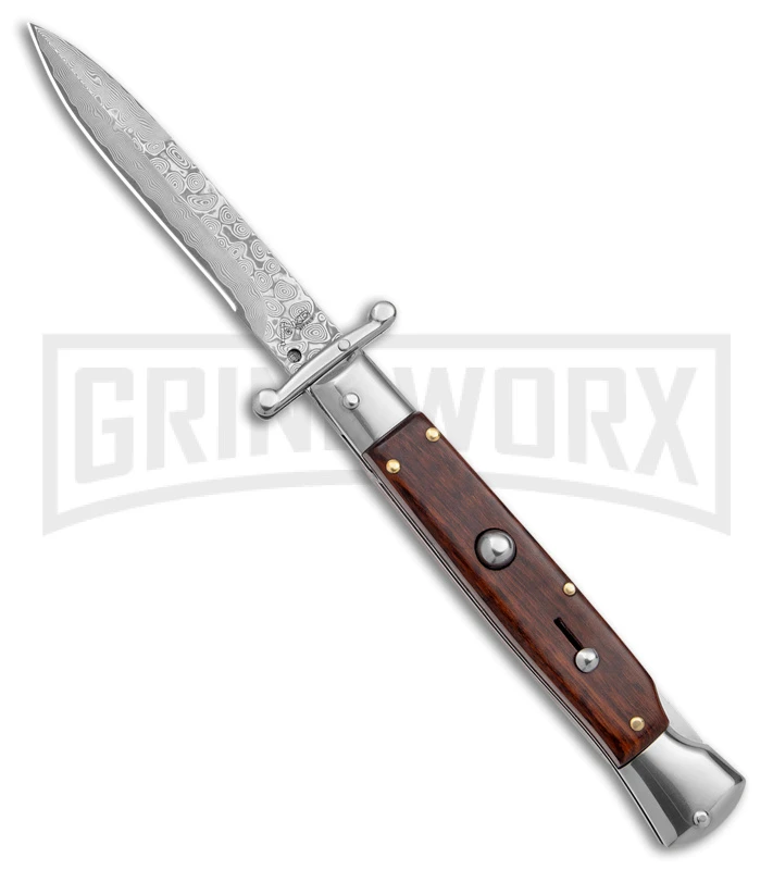 AKC Swinguard 9" Snakewood (Damascus Bayonet Blade) AKC Swinguard 9" Snakewood (Damascus Bayonet Blade) -Blade HQ Knife Shop AKC Swinguard 9in Snakewood Damascus Bayo GX 4274 jr large