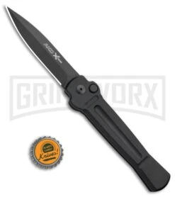 AKC X-treme Ace Black Automatic Knife - Black Plain 5 AKC X-treme Ace Black Automatic Knife - Black Plain -Blade HQ Knife Shop AKC X TREME ACE Side Opening Automatic Knife Black Black BHQ 100384 kp bottle cap large