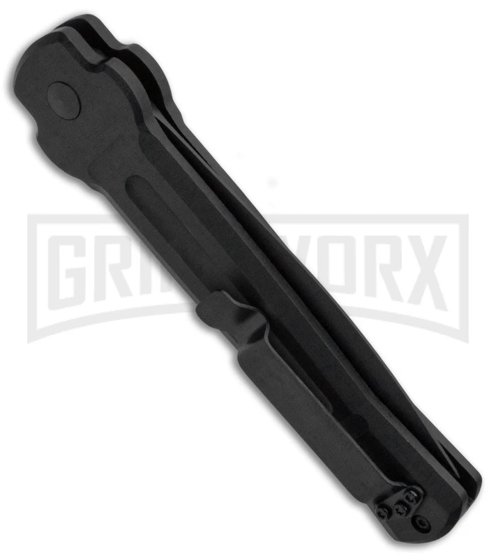 AKC X-treme Ace Black Automatic Knife - Black Plain AKC X-treme Ace Black Automatic Knife - Black Plain -Blade HQ Knife Shop AKC X TREME ACE Side Opening Automatic Knife Black Black BHQ 100384 kp side large