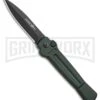 AKC X-treme Ace Dark Green Automatic Knife - Black Plain -Blade HQ Knife Shop AKC X TREME ACE Side Opening Automatic Knife Green Black BHQ 100385 kp open large