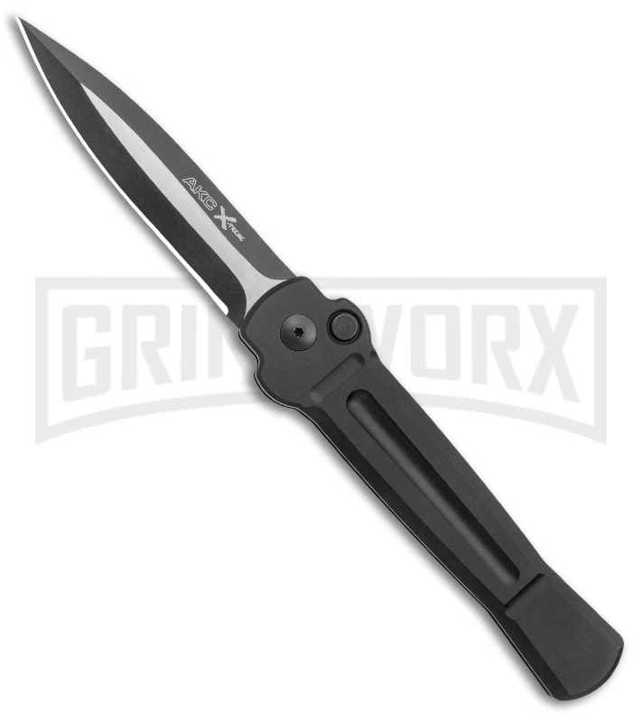 AKC X-treme Ace Black Automatic Knife - Black Two Tone AKC X-treme Ace Black Automatic Knife - Black Two Tone -Blade HQ Knife Shop AKC X treme Ace Auto Black Dagger Black TT BHQ 136142 jr large