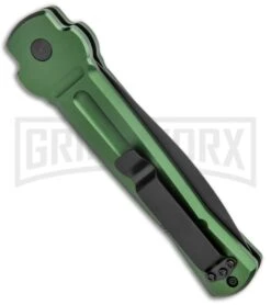AKC X-treme Ace Green Automatic Knife - Black Two Tone Plain -Blade HQ Knife Shop AKC X treme Ace Auto Green Black TT ACE GTT BHQ 136921 jr side large