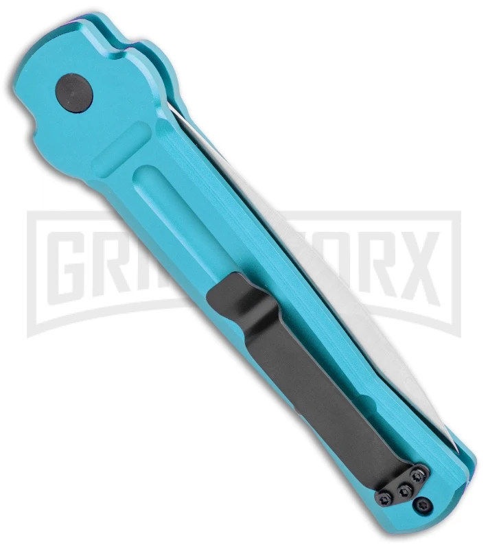 AKC X-treme ACE Light Blue Automatic Knife - Satin Plain AKC X-treme ACE Light Blue Automatic Knife - Satin Plain -Blade HQ Knife Shop AKC X treme Ace Auto Light Blue Satin BHQ 105418 jr side large