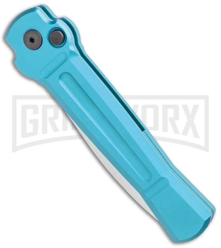 AKC X-treme ACE Light Blue Automatic Knife - Satin Plain AKC X-treme ACE Light Blue Automatic Knife - Satin Plain -Blade HQ Knife Shop AKC X treme Ace Auto Light Blue Satin BHQ 105418 jr spine large