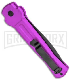 AKC X-treme Ace Purple Automatic Knife - Black Plain -Blade HQ Knife Shop AKC X treme Ace Auto Purple Black BHQ 179221 jr side large